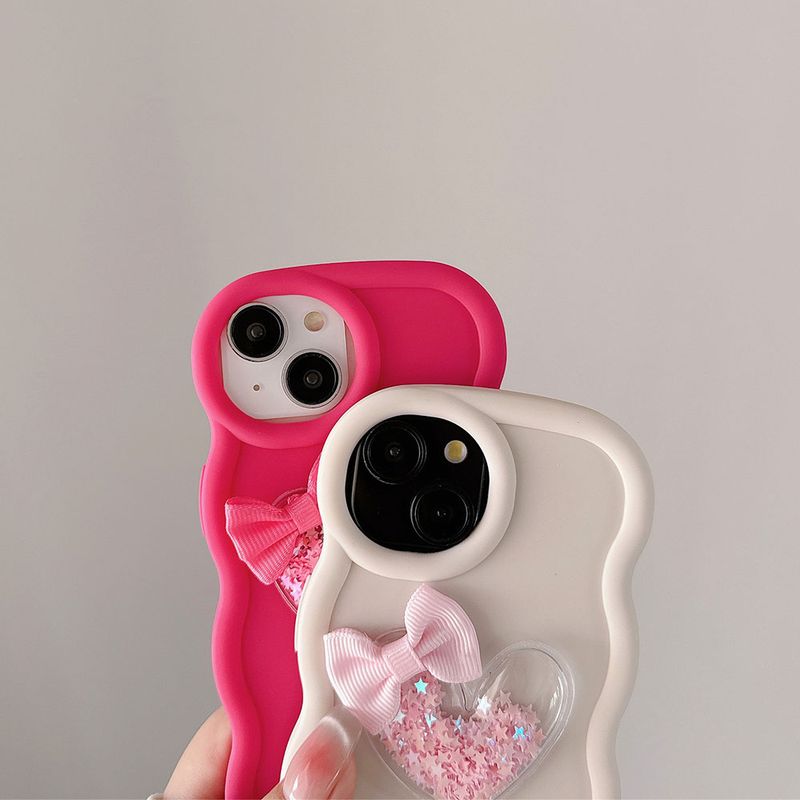 Roztomilý 3D tekutý písek s láskou a srdcem, kudrnatý silikonový měkký kryt na telefon pro iPhone 11 12 13 14 15 Pro Max XS XR 7 8 Plus SE zápěstí_voghion.com