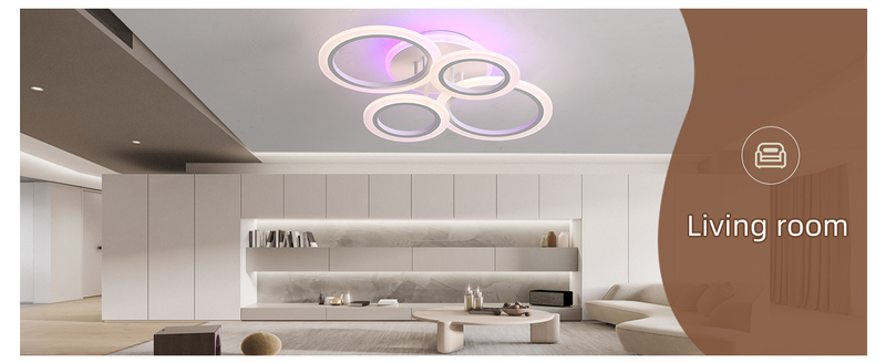 Moderna plafoniera a filo, lampada da cucina dimmerabile a 4 anelli per soggiorno, camera da letto, lavanderia, moderna plafoniera 3000-6000K, bianca_voghion.com