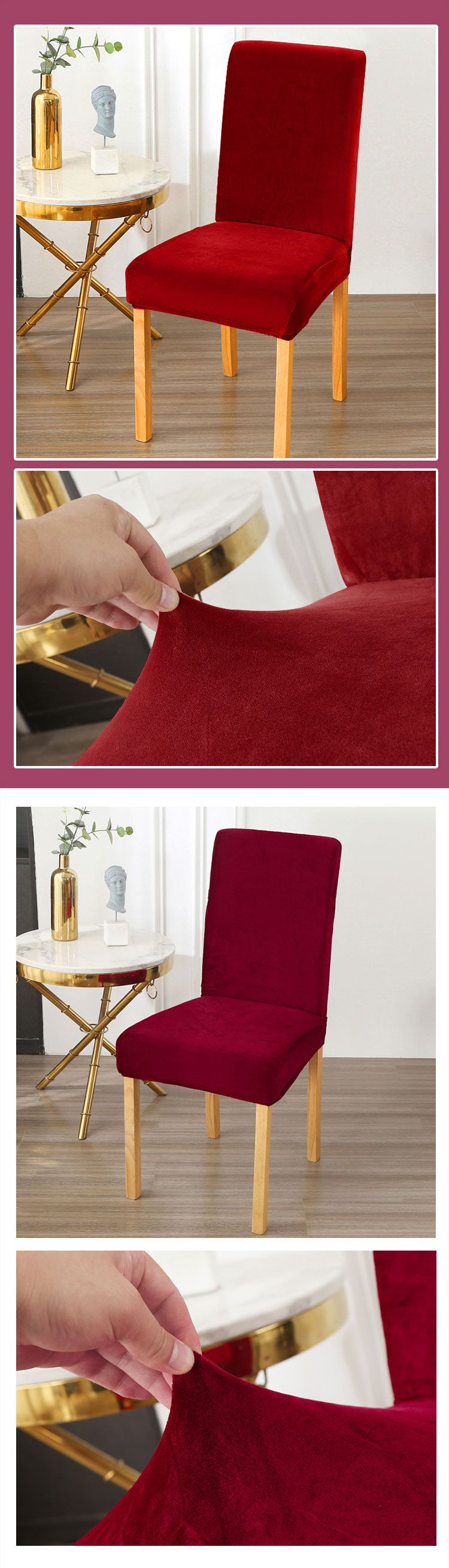Thick Plush Elastic Chair Covers - Full Coverage Stretch Slipcovers For Dining Chairs, Ultra Soft & Durable_voghion.com