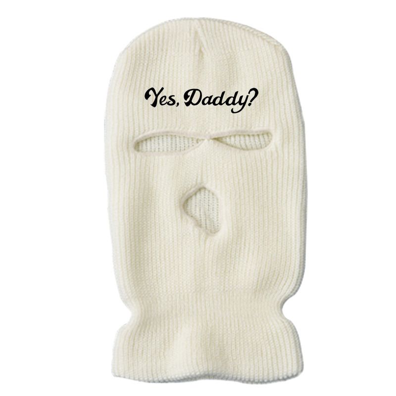 Cagoule d'hiver chaude, masque d'équitation, bonnet tricoté en laine à trois trous, bonnet brodé avec alphabet_voghion.com