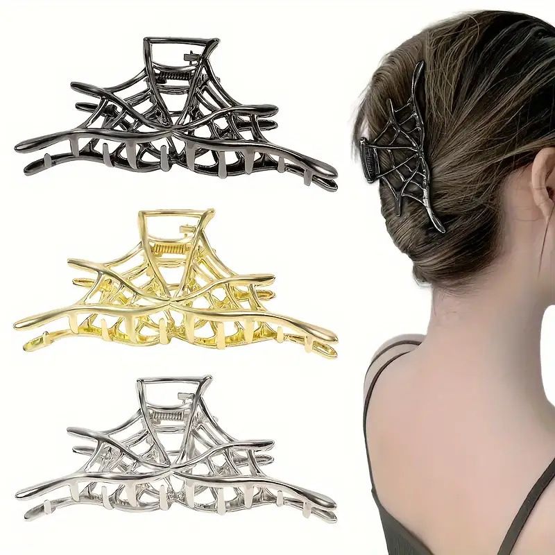 Fermaglio per capelli con ragnatela di Halloween, fermaglio per capelli in metallo con squalo, accessori per capelli transfrontalieri_voghion.com