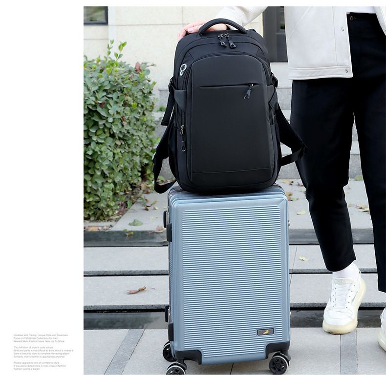 2024 new men's backpack, black backpack for men, student business travel laptop bag, wear-resistant and waterproof, large capacity backpack_voghion.com