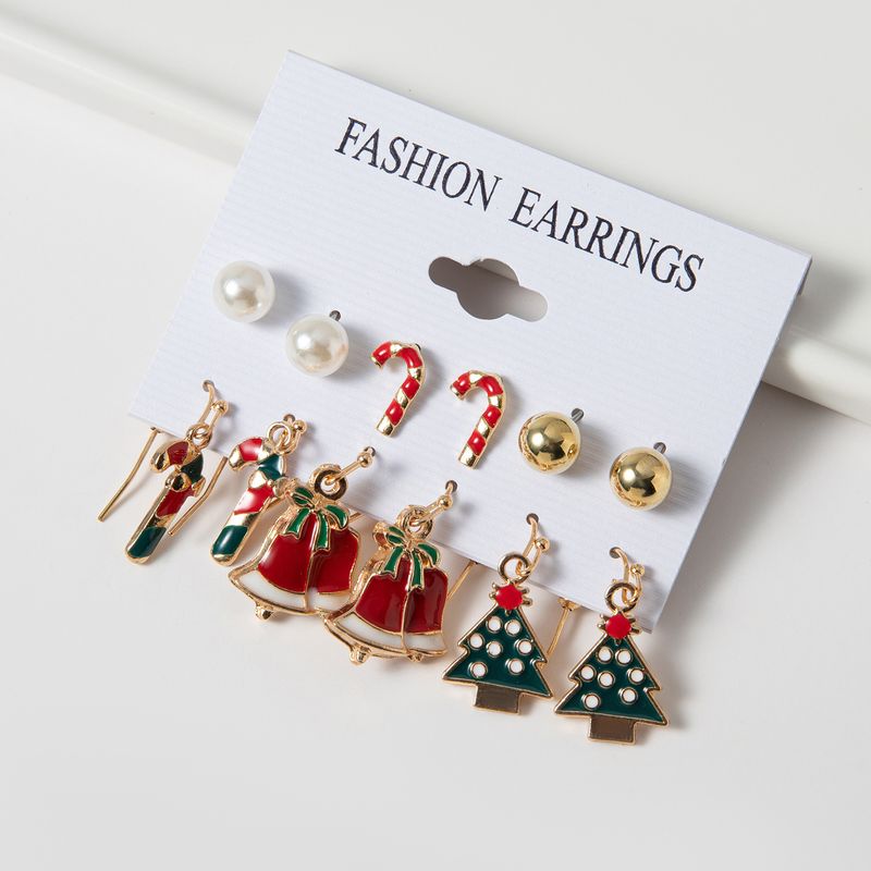 Ensemble de 6 boucles d'oreilles pendantes à l'huile, motif Père Noël, sapin de Noël, bonhomme de neige, cloche_voghion.com