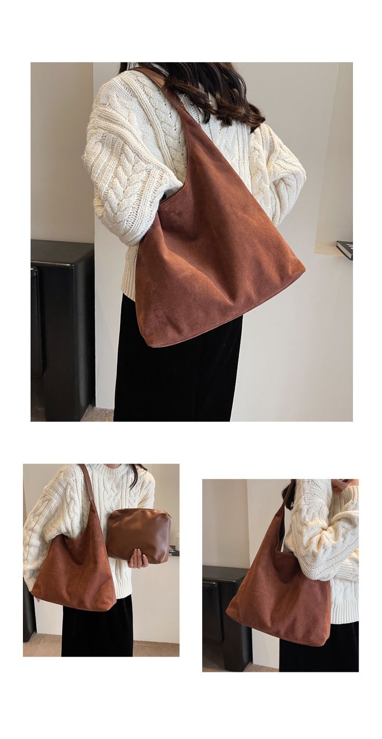 Retro Matte Big Bag Women's 2025 New Autumn And Winter Large-capacity Shoulder Bag, High-end Sense Of Commuting To Work Tote Bag_voghion.com
