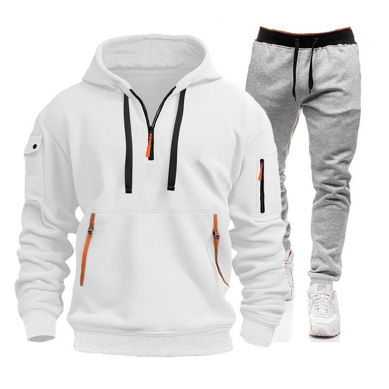Men's sports hoodie suit zipper hoodie suit hoodie pant two sets_voghion.com