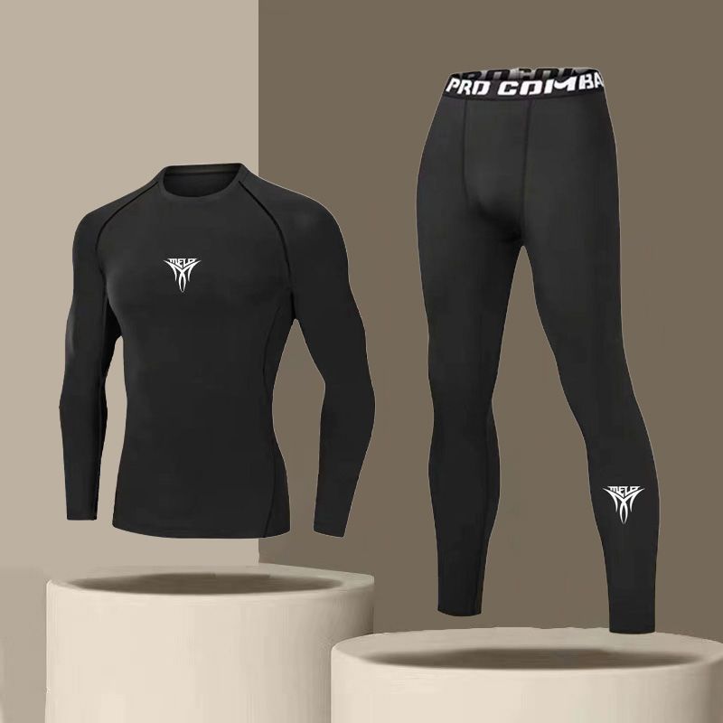 Nuovo abbigliamento fitness da uomo, tuta elastica ad asciugatura rapida, pantaloni sportivi a maniche lunghe per la corsa mattutina all'aperto_voghion.com