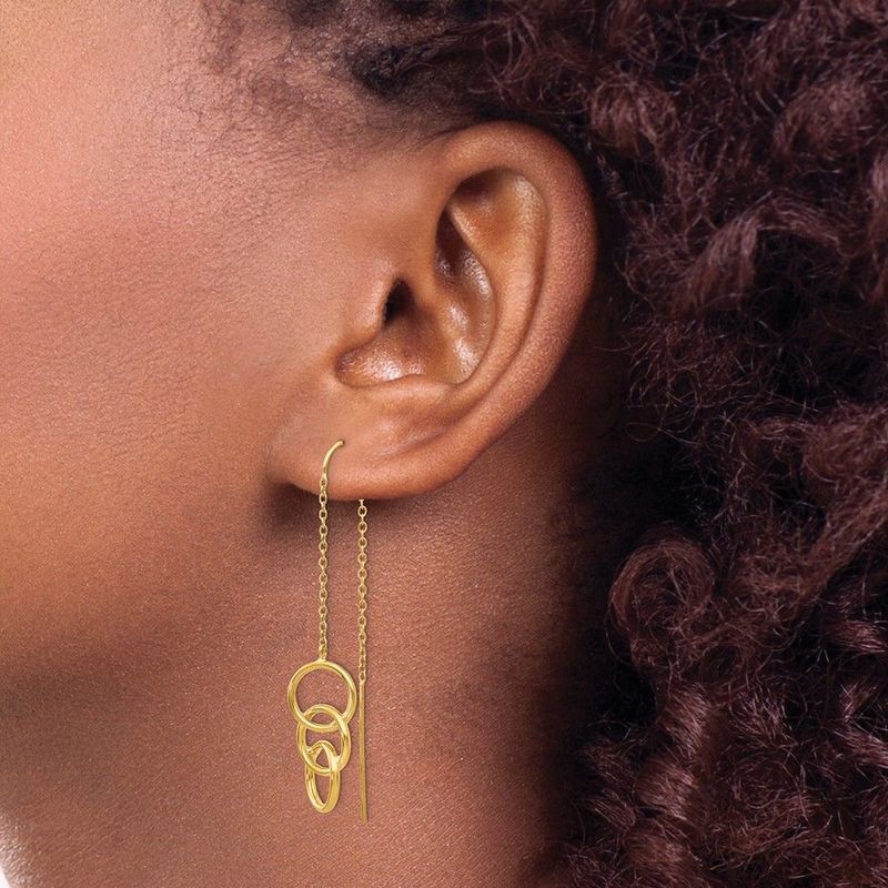 14k Triple Circle Threader Earrings_voghion.com