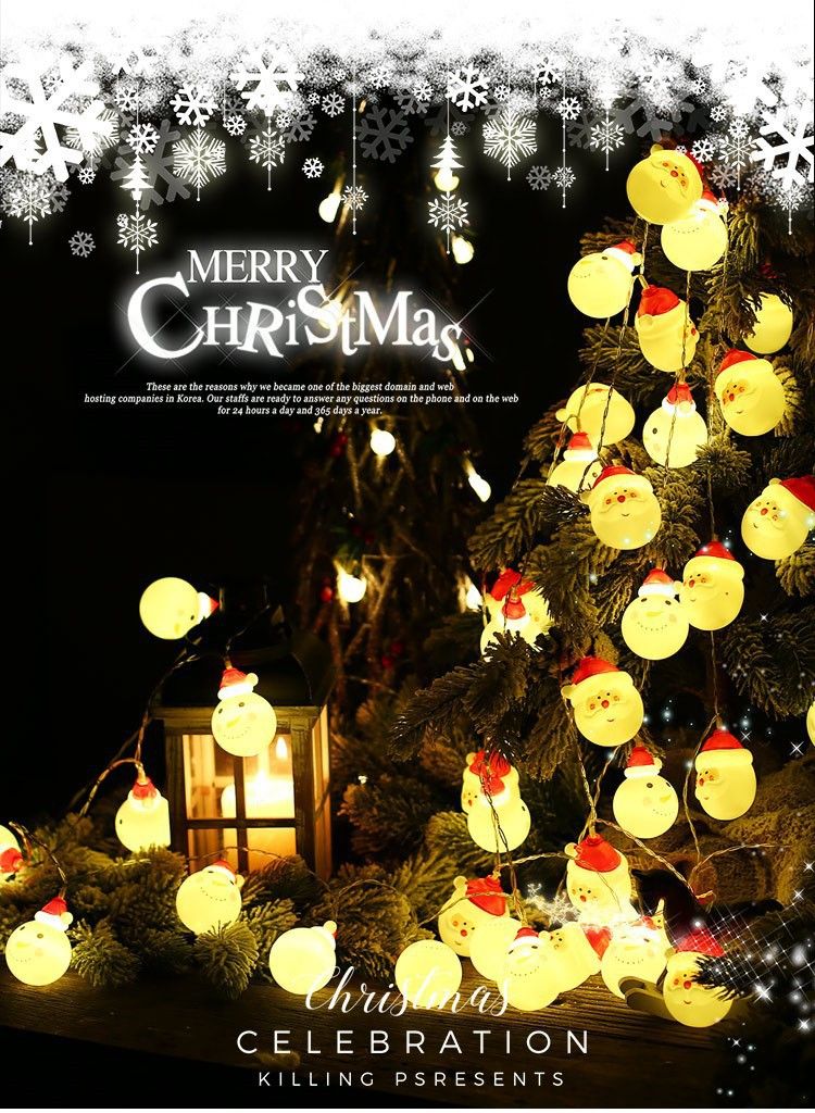 Feestelijke LED-kerstverlichting met kerstman- en sneeuwpopdecoraties - werkt op batterijen/USB, heeft meerdere kleuren en knippert voor feestelijke decoratie in huis_voghion.com