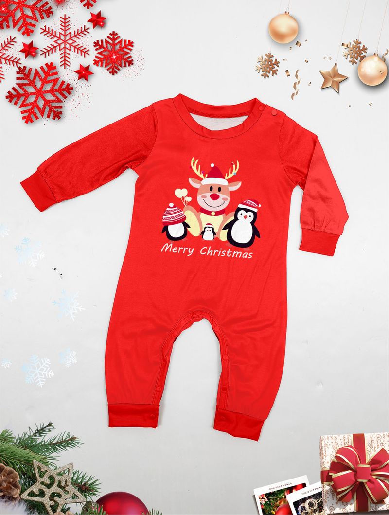 Natale cervo pinguino lettere Natale famiglia vestito stampato homewear sonno_voghion.com