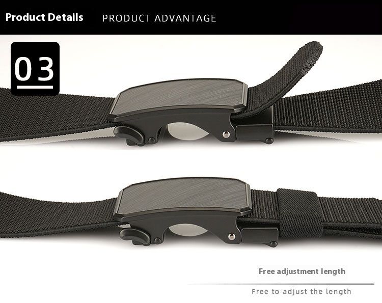 2024 New 3.8CM Automatic Buckle Nylon Elastic Belt For Men's Business, Simple Weaving, Thick Non Perforated Waistband_voghion.com