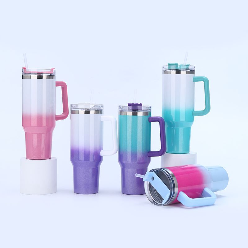 rainbow paint 40oz car cup large capacity 304 stainless steel insulation cup two-color gradient car ice cup_voghion.com