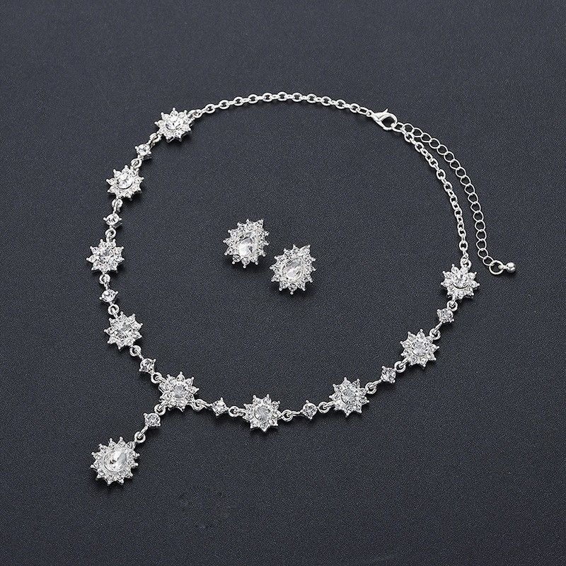 Orecchini di cristallo, collana, set di gioielli, forniture per matrimoni, accessori da donna super scintillanti_voghion.com