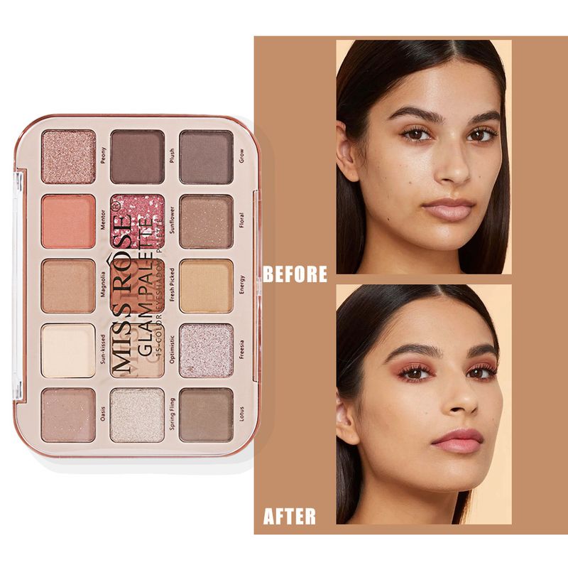 MISS ROSE 15 Color Makeup Matte Contour Eyeshadow Palette, Multi Color, Long Lasting, Sweat Proof, Easy To Apply, Fine Shimmer Eyeshadow_voghion.com