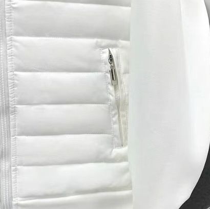 Men’s Streetwear Hooded Puffer Jacket – Parisian Letter Print, Slim-Fit Polyester Coat (S-3XL, White/Light Grey/Black)_voghion.com