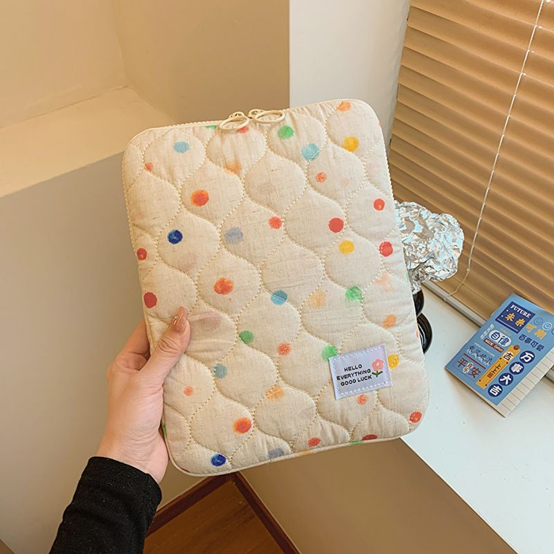 Korean INS Niche Design Heart-shaped Polka Dot Laptop Bag 14inch Notebook 11inch IPad Sleeve_voghion.com