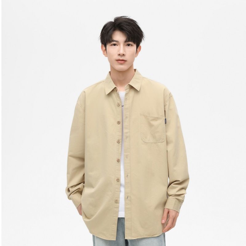 Camicia da uomo a maniche lunghe in cotone CT, nuova moda 2025, comoda e casual, ampia, da uomo, set di capispalla primaverili ed autunnali_voghion.com