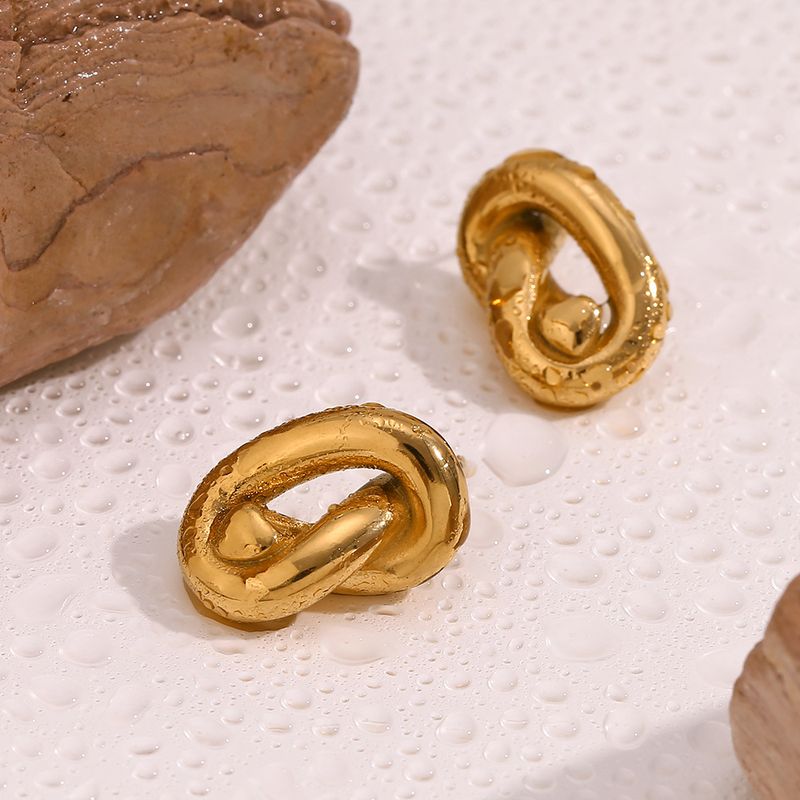 Ins Temperament Retro Niche Advanced French Earrings Stainless Steel Plated Gold Geometric Irregular Earrings For Women_voghion.com