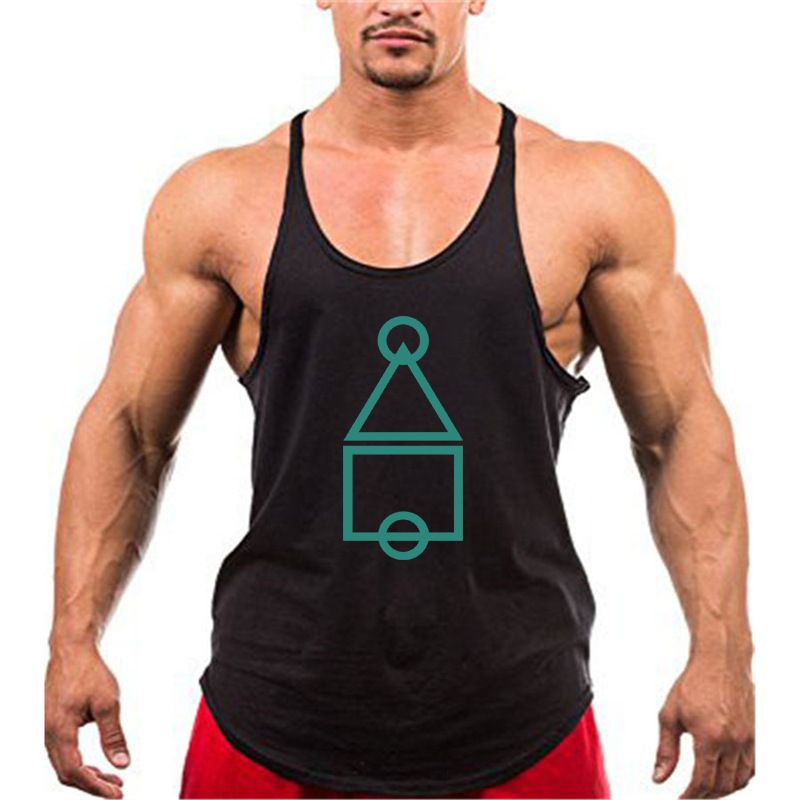 Sommarmuskelträning Brother Fitness Linne för män Elastisk Racerback-rem i ren bomull_voghion.com