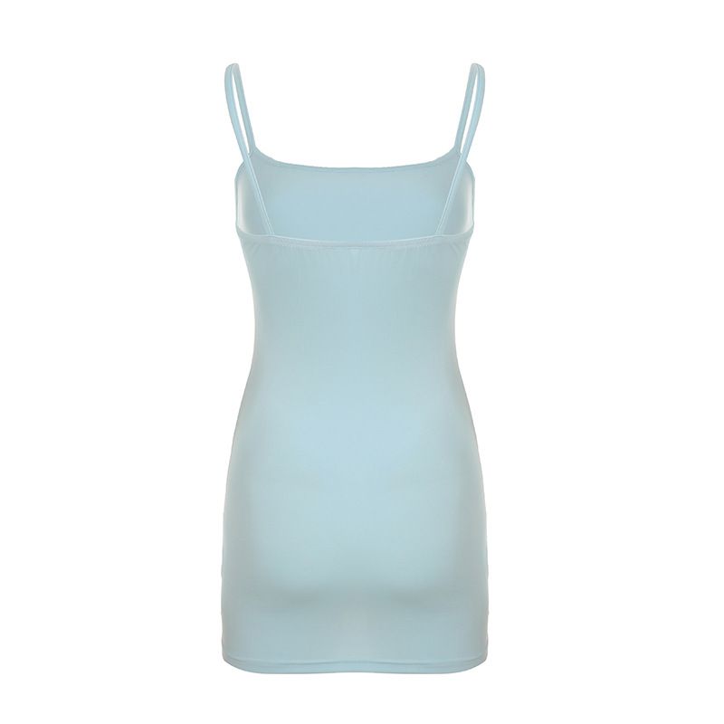 Strandurlaubsstil, großer Blumendruck, kontrastfarbene Basis, schmale Passform, hüftbetont, Hosenträgerkleid, kurz, neu_voghion.com