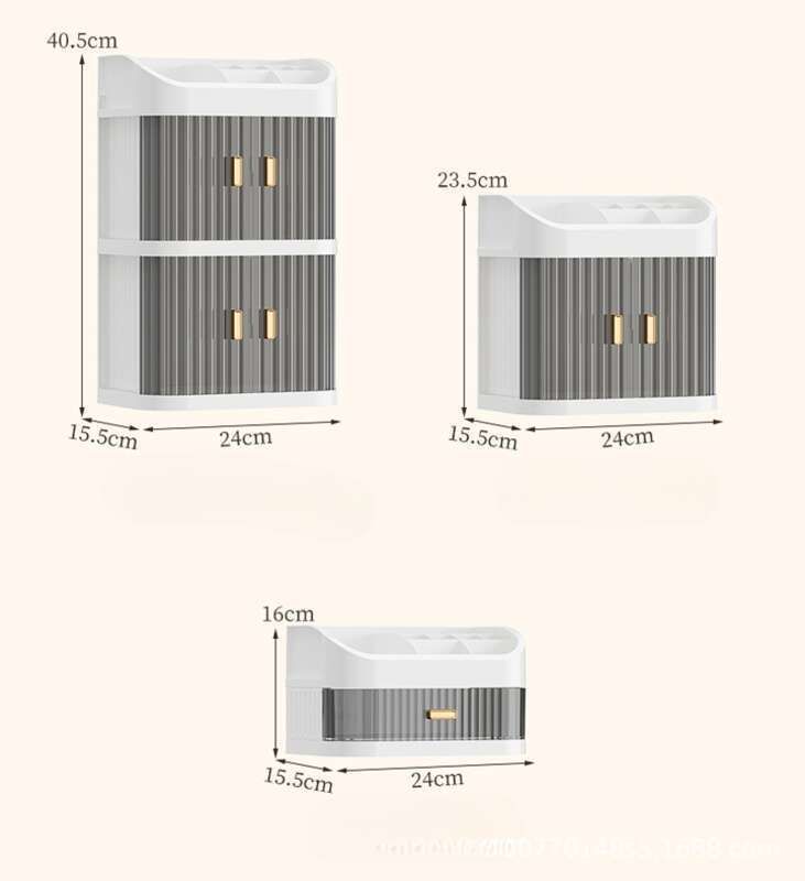 Cosmetics Sliding Door Drawer Style Desktop Multifunctional Cabinet, Multi-layer Makeup Box, Dressing Table Storage Rack_voghion.com
