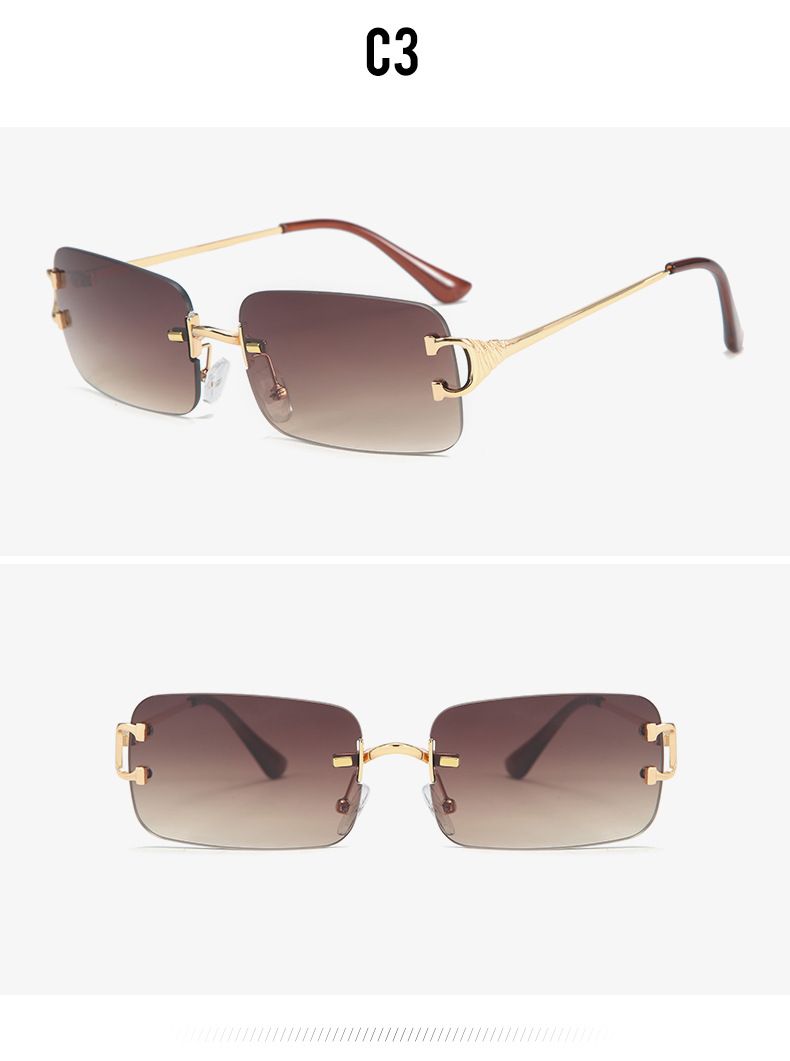 Neuheiten Rechteck Randlose Männer Sonnenbrille Mode Rahmenlose Quadratische Marke Frauen Sonnenbrille Weibliche Gradienten Objektiv UV400 Brillen_voghion.com