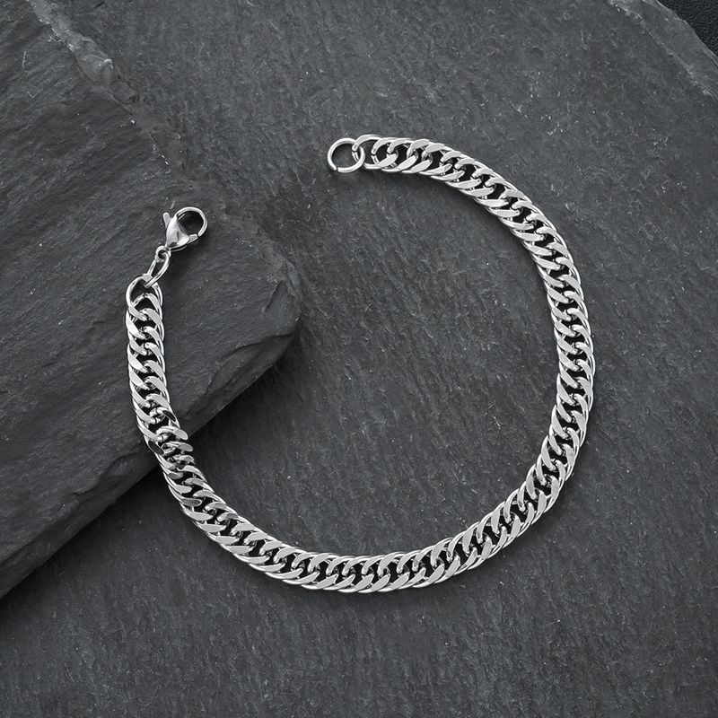 Encrypted Cuban Chain Titanium Steel Bracelet Men, Fashionable Trendy Personality Design, Simple Non-Fading Gift Jewelry_voghion.com