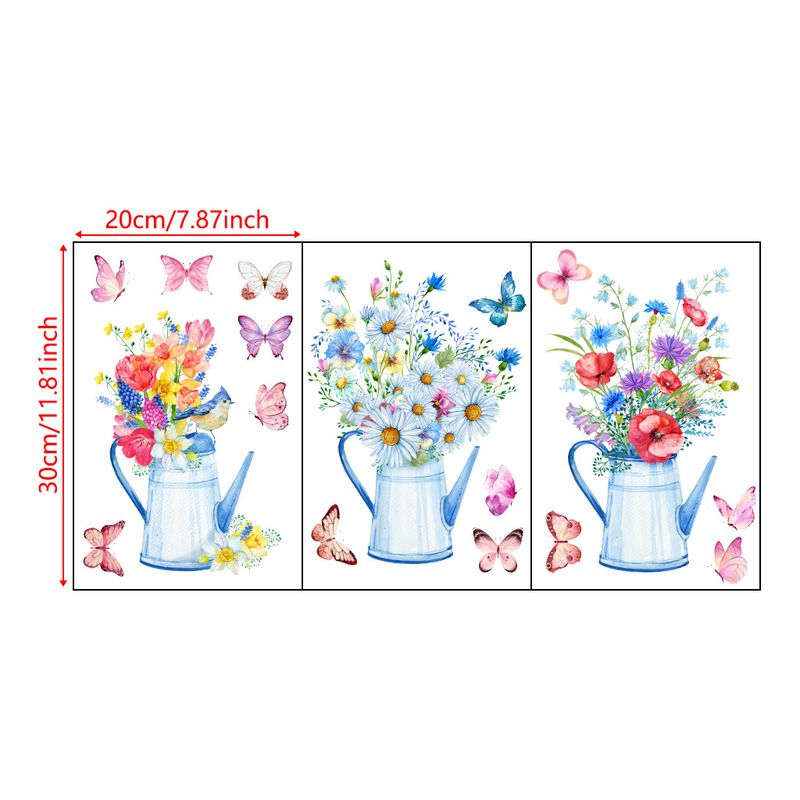 Autocollant mural de décoration de fond de cuisine en PVC givré coloré de vase papillon de style nordique N1767_voghion.com