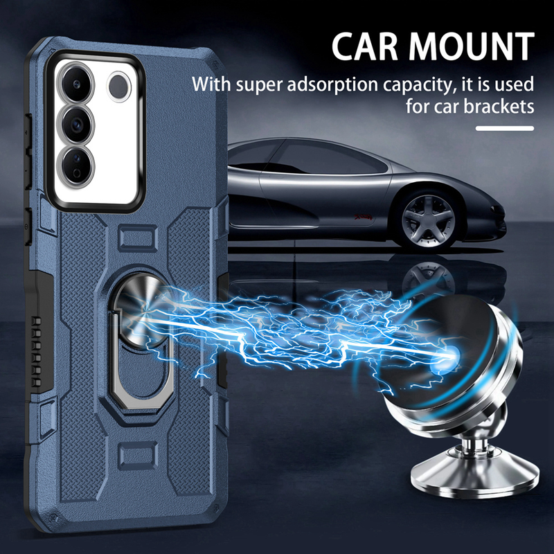 Funda protectora a prueba de golpes KEYSION para VIVO V27 5G V27e de silicona + soporte de anillo de metal para PC, carcasa trasera para teléfono VIVO V25 5G V25e V27 5G_voghion.com