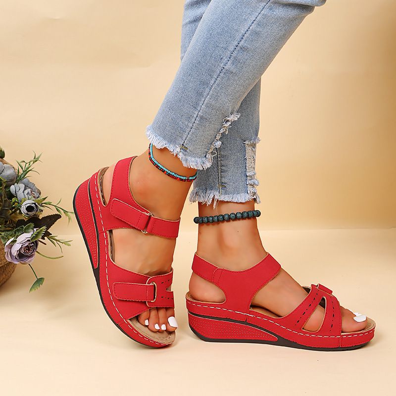 Nuovi sandali stile romano con bocca di pesce grandi casual 2024 Capispalla da donna in velcro Shake Line Shoes_voghion.com