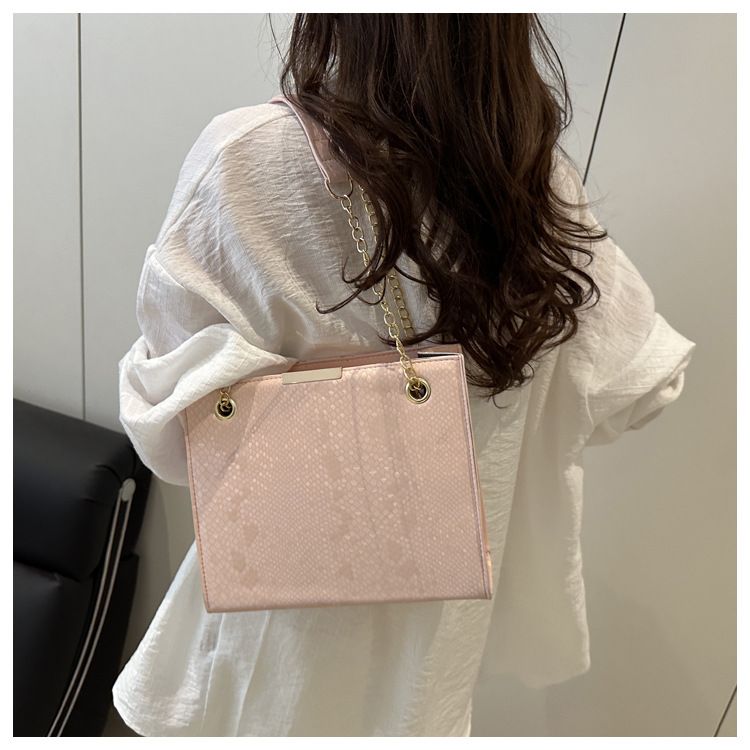 Borsa a tracolla minimalista da donna - Borsa a tracolla con tracolla a catena (tinta unita, casual, elegante, grande capacità)_voghion.com