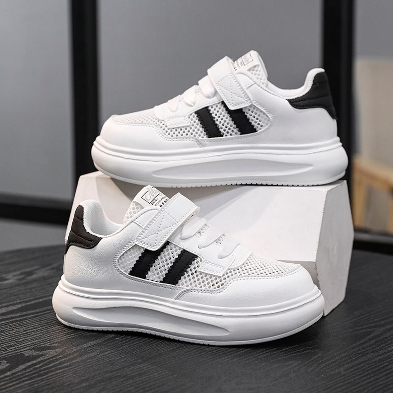 Boys Little White Shoes Girls White Sneakers Children's Board Shoes Kindergarten Primary School Children Running Shoes Mesh Breathable_voghion.com