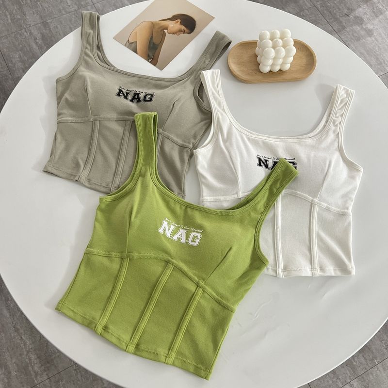 Nuova biancheria intima estiva da donna per ragazza calda in puro cotone con gilet a canotta integrato con imbottitura sul petto da indossare per le donne _voghion.com