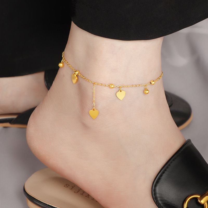 Women's Fashion Simple Ethnic Retro Beach Heart Flow Su Anklet Women's New Niche Design Sexy Ankle Titanium Steel Advanced Sense Anklet Body Chain_voghion.com