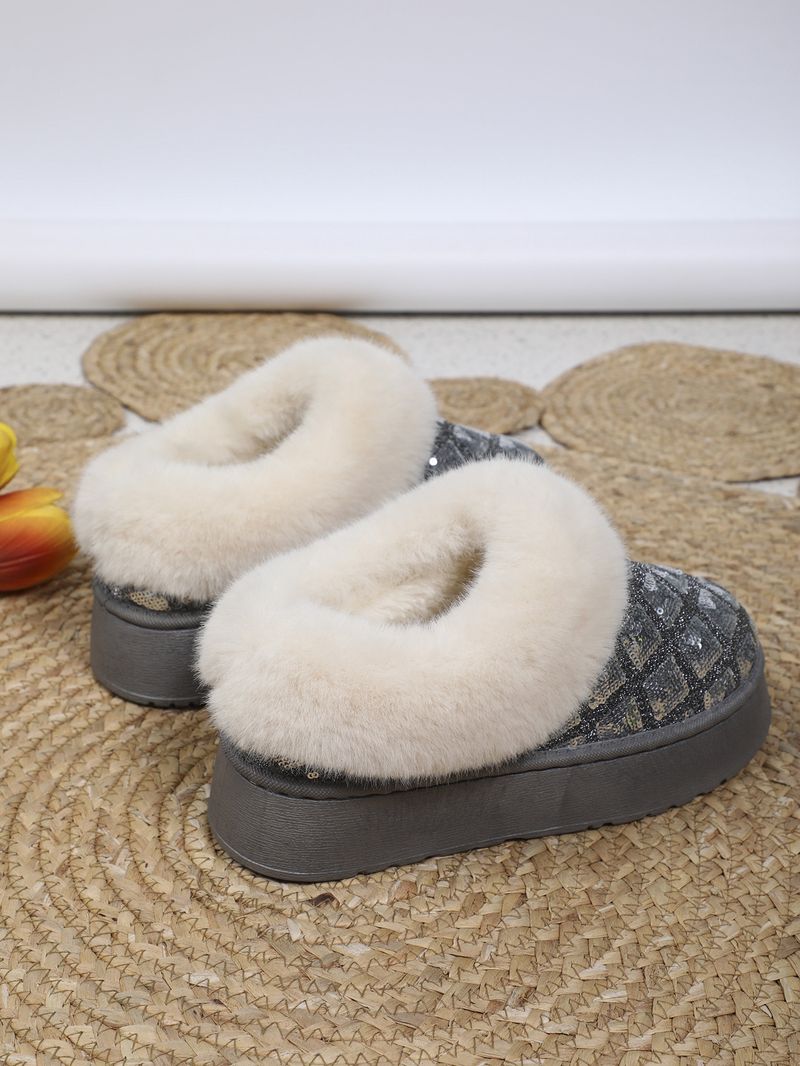 Nuovi stivali da neve casual con plateau e slip-on, caldi stivali bassi e pelosi_voghion.com
