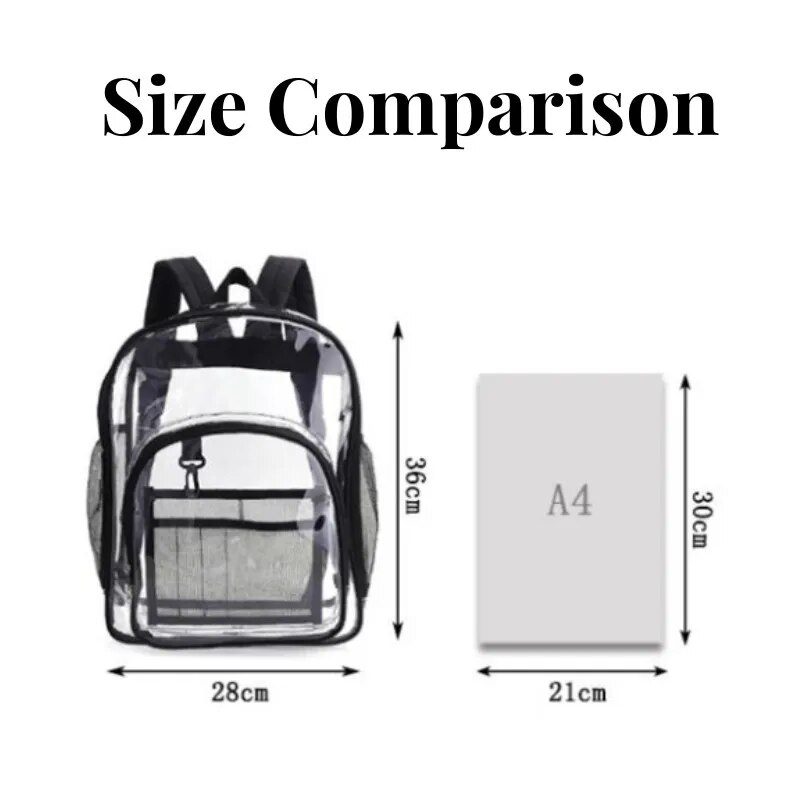 Borsa da scuola impermeabile per ragazza, di grande capacità, solida e trasparente, borsa in plastica trasparente alla moda da uomo_voghion.com
