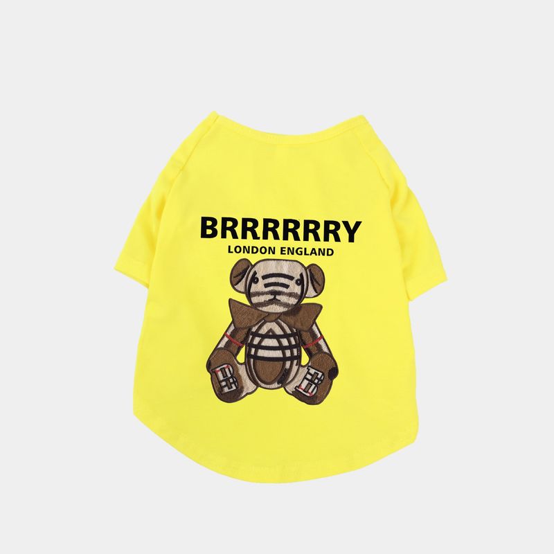 Vestiti per animali domestici alla moda, maglietta estiva in cotone con bretelle, lettera BBR, orso, bianco e nero, due colori, legge, combattimento, corgi_voghion.com