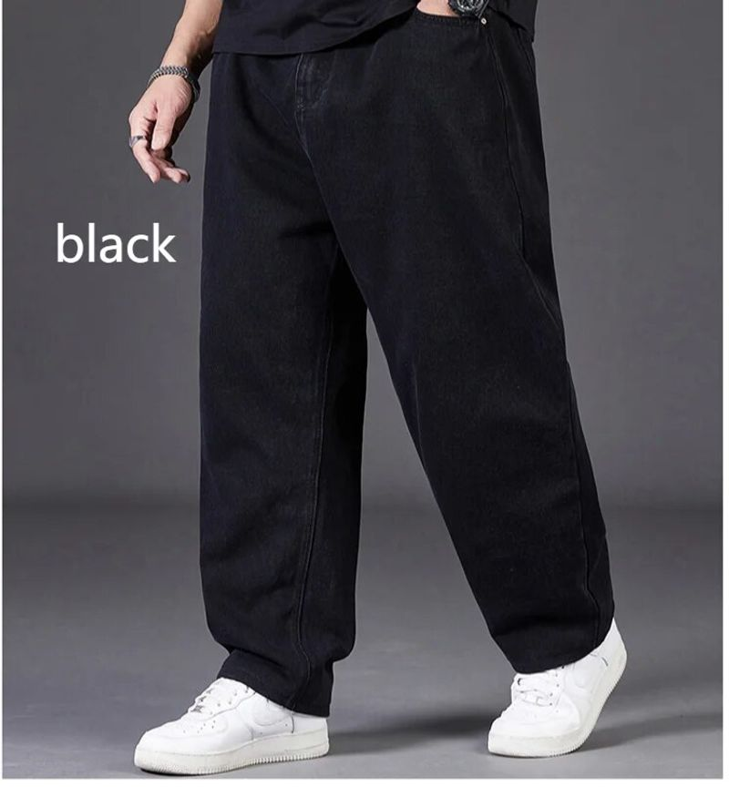 Große Jeans für Männer im Herbst, zusätzliches Fett, Übergröße für Männer mit lockerem, geradem, dickem Kerl, weiten Beinen, elastischer Taille, lang_voghion.com