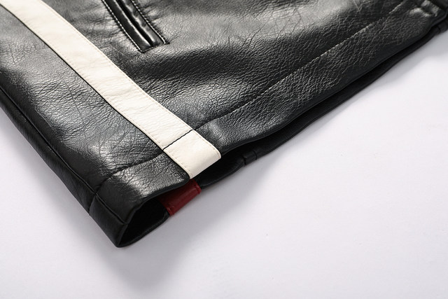 Miesten vintage moottoripyörätakki Muoti Uusi Biker-nahkatakki Miesten kirjonta Bomber-takki Talvifleece Pu-päällystakki_voghion.com