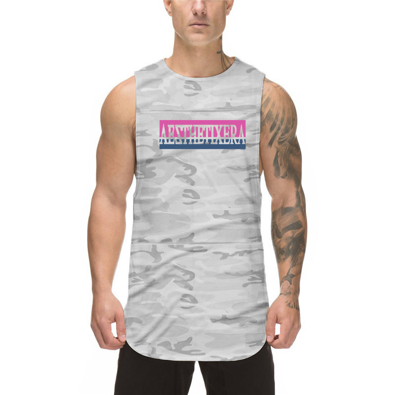 Schnell trocknendes und schweißabsorbierendes Fitness-Weste der trendigen Marke Camouflage für Herrensport, Abnehmen, Fischgrätenmuster_voghion.com