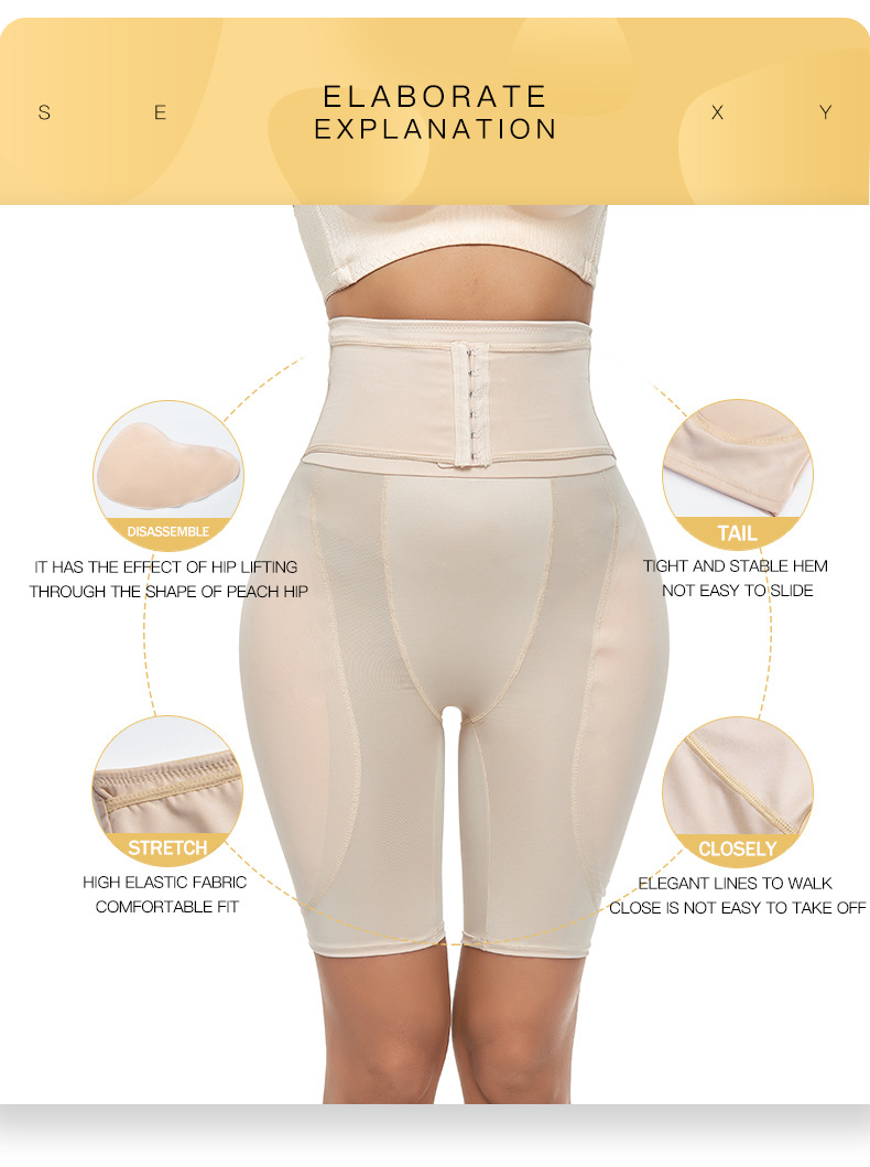Fake butt lifting pants to enlarge buttocks and crotch, high waist breasted tummy control pants, foam padded body corset and tight pants_voghion.com