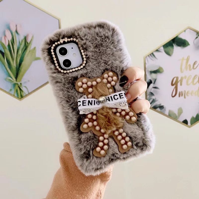 Suitable Iphone 16 Pearl Teddy Bear Plush Phone 13/8P/7/XS Cute Cartoon Protective Case For Autumn/winter 2015_voghion.com