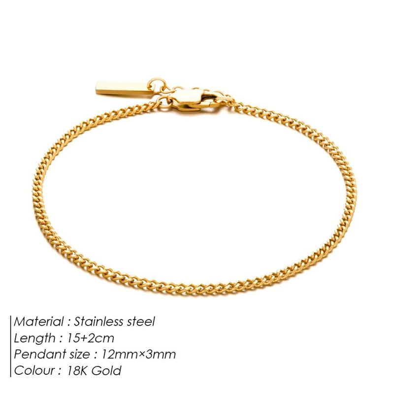 Braccialetto in acciaio inossidabile con catena cubana, semplice ed elegante, regolabile e resistente alla luce._voghion.com