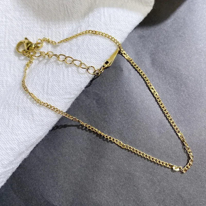 Stainless Steel Delicate Womens Anklet Gold Chain Bracelet Do Not Fade On The Legs 241210_voghion.com