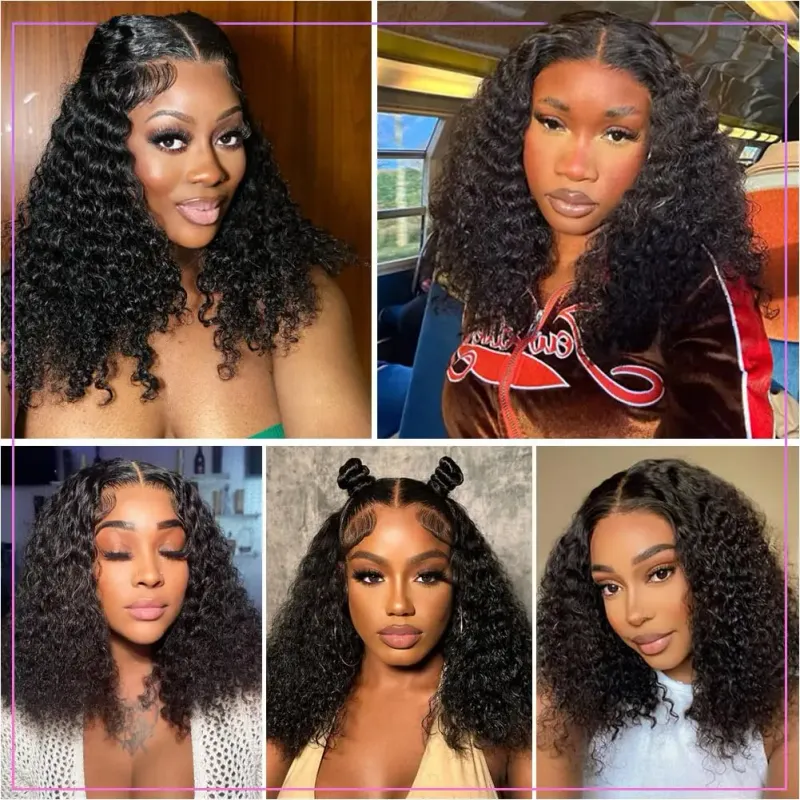 Perruque Bob Courte Ondulée Perruques De Cheveux Humains Ondulés Perruque Frontale Ondulée_voghion.com