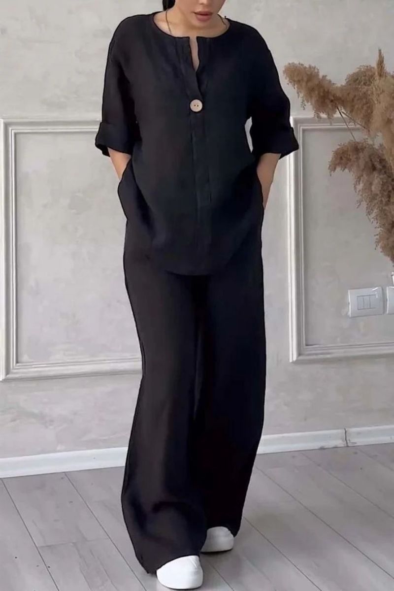 Abbigliamento estivo da donna, pantaloni a maniche lunghe con scollo a V, abito da donna multicolore in cotone e lino_voghion.com