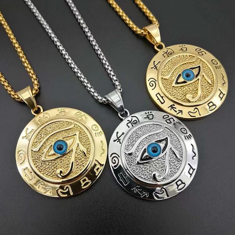 Altägyptische Titanstahl/Edelstahl Anhänger Das Auge des Horus Halskette_voghion.com