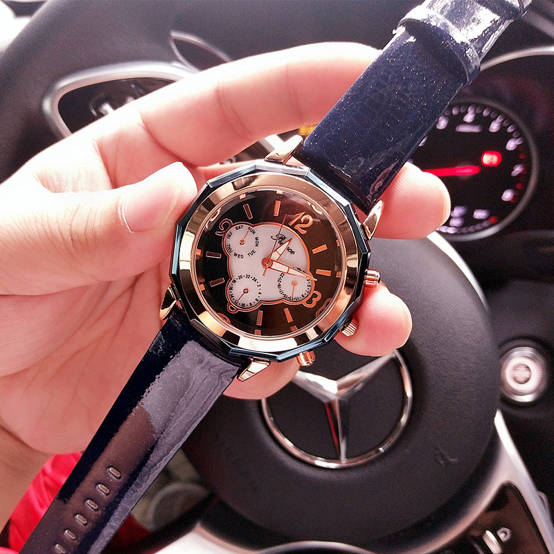 Modische Damen-Multifunktionsuhr mit Nachtlicht, 2035, echtes Leder, wasserdicht, Gezeitenuhr_voghion.com