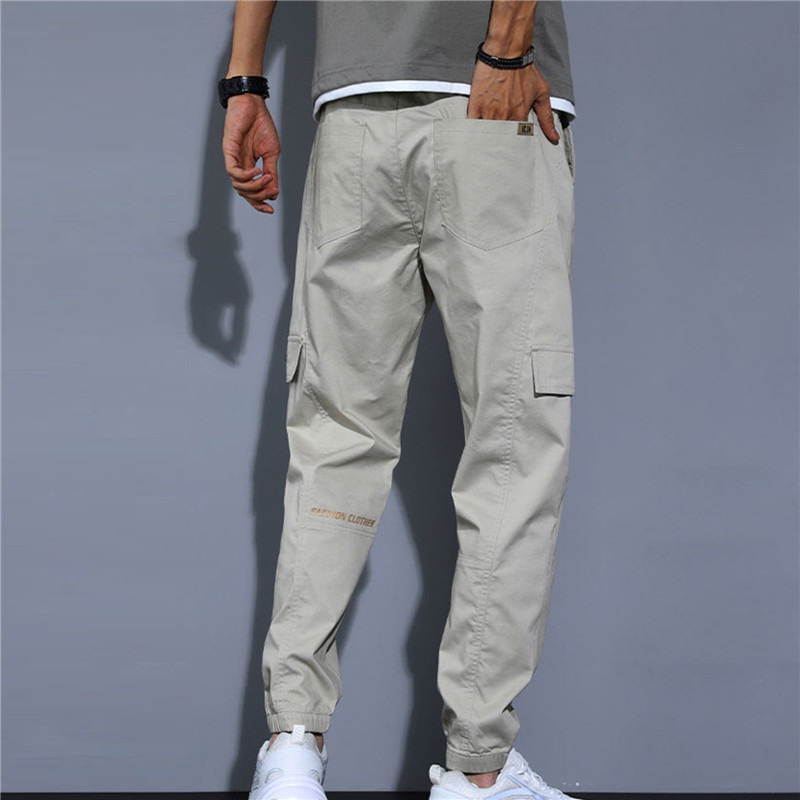 Korean Pant Summer Spring Men Elastic Cargo Sweatpants Jogger Harem Hip Thin Trousers Casual Cotton Waist Hop Slim Pants_voghion.com