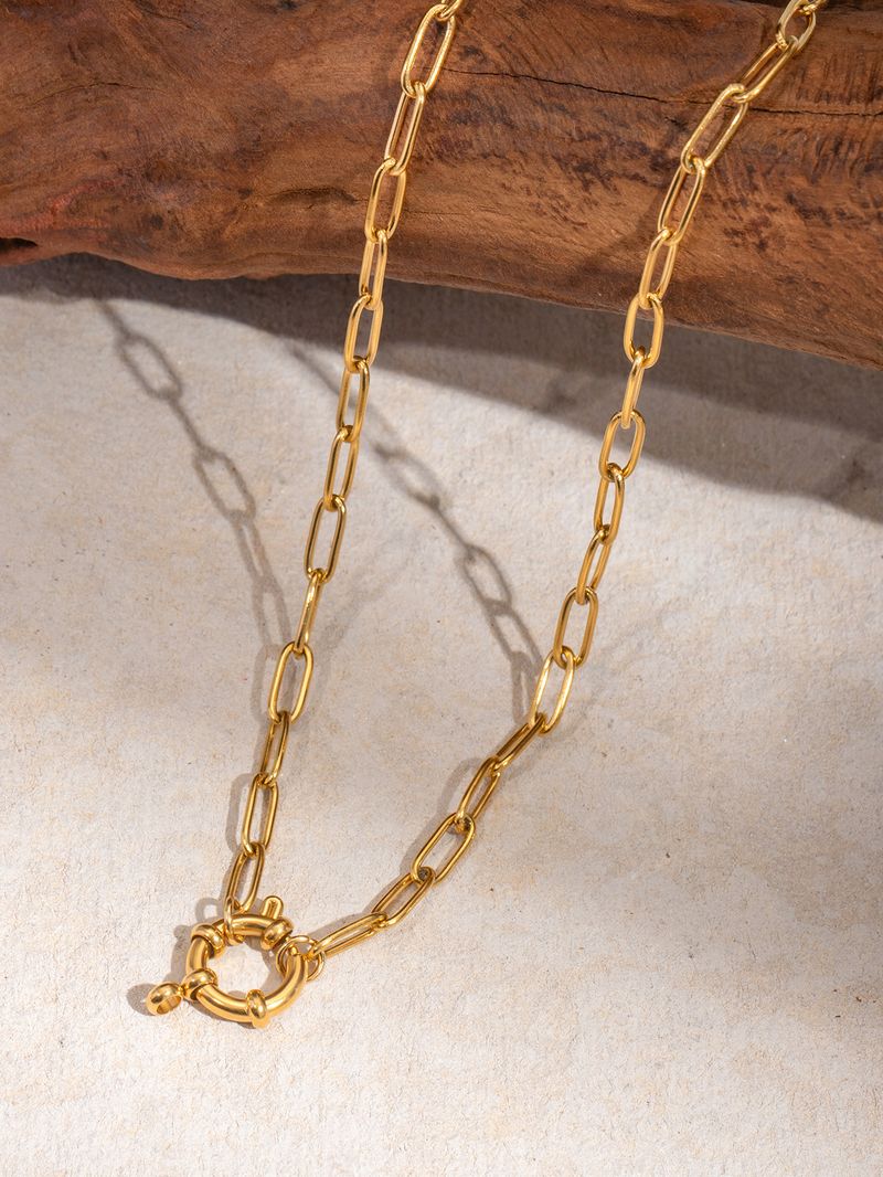 2025 Neuheiten Uworld Mode Edelstahl 18 K Kette Halskette Charme Metall Textur Kragen Schmuck Titan Wasserdicht Collier Femme_voghion.com