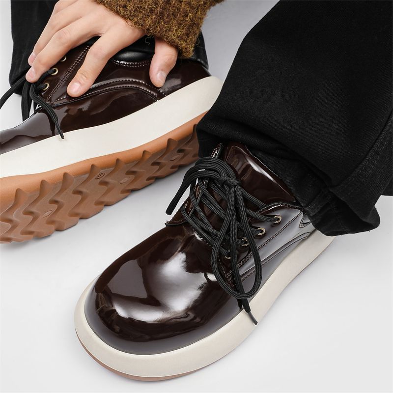 Nouvelles chaussures de printemps en cuir pour hommes, bottes Martin montantes rehaussantes pour hommes_voghion.com